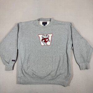 Vintage Jansport University of Wisconsin Badgers Sweatshirt L Gray UW